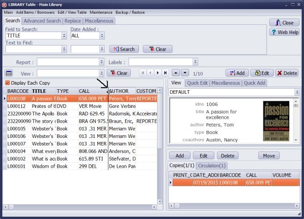 library table, change column size