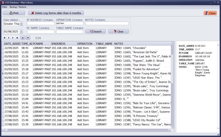 library log, review new additions