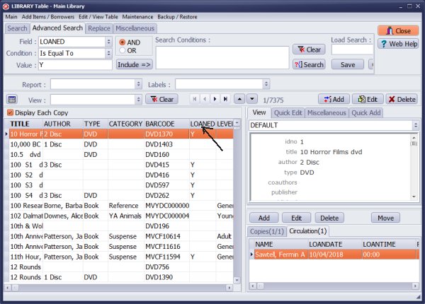 how to display LOANED on the grid