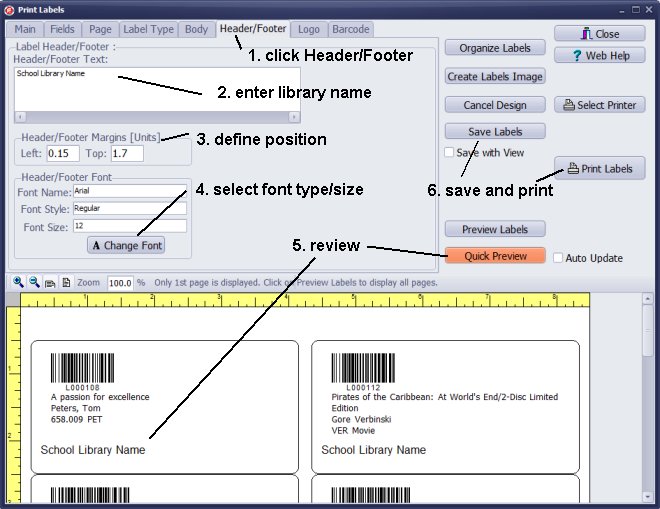 include library name on your library labels