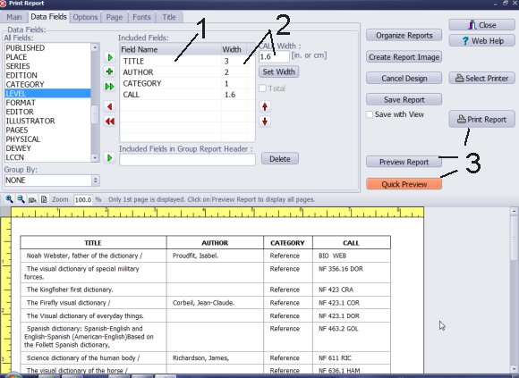 define simple reference item list report