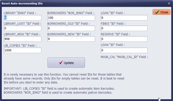 reset library IDs