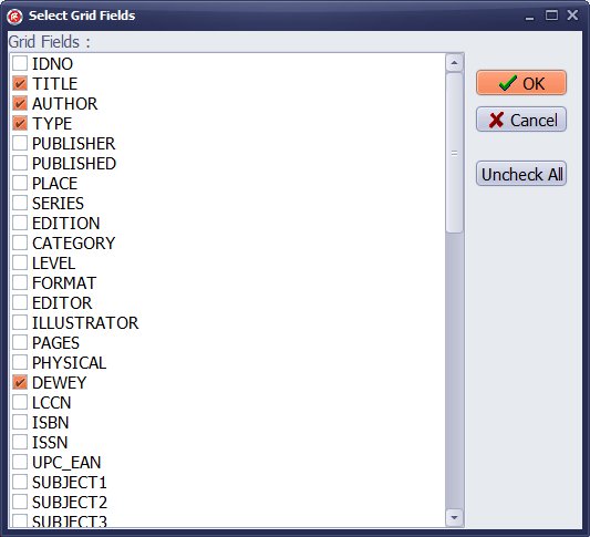 select columns that will display on the grid