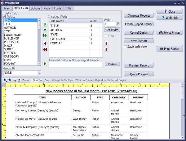 define last month library items report