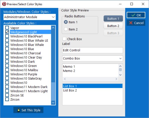 library application, select color style
