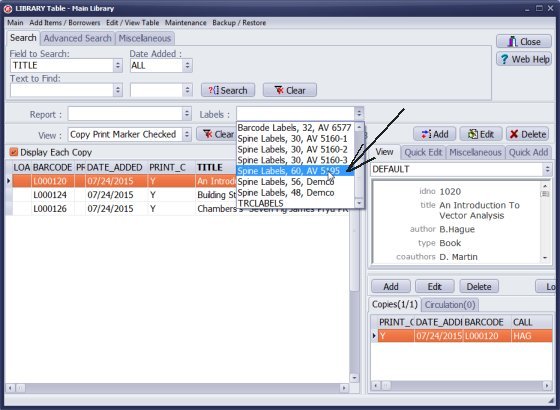 select predefined label report