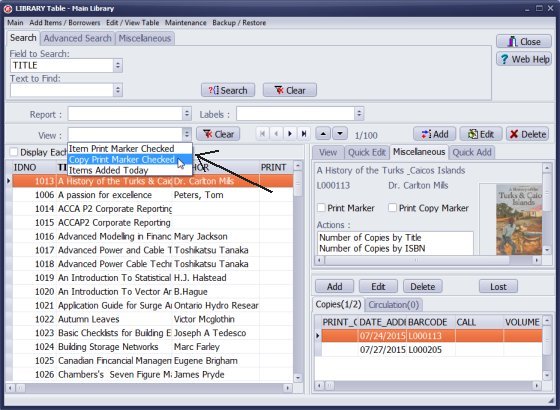 library management select predefined view