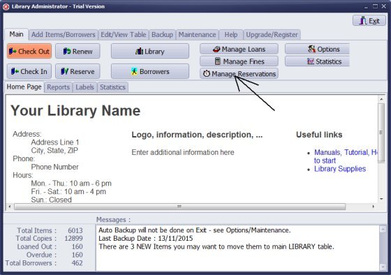 open library manage reservation window