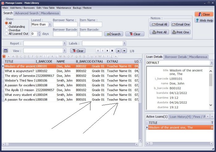 loans transactions include teacher and grade data