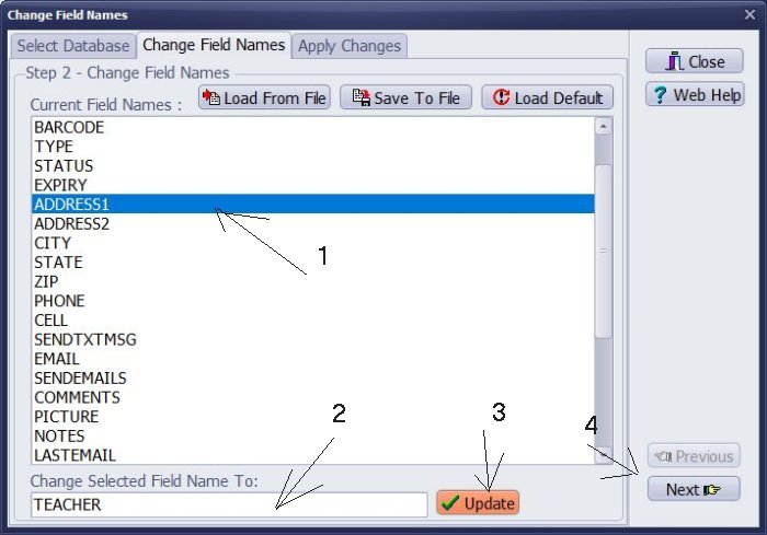 borrower change field names: to teacher