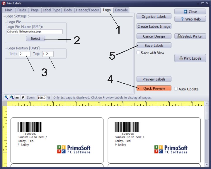 select logo, define logo position