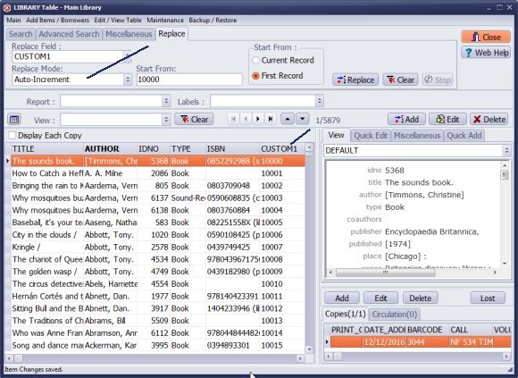 library auto increment