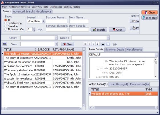 circulation transactions in the loans table 