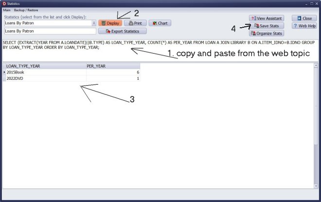 library stats: yearly circulations by item type