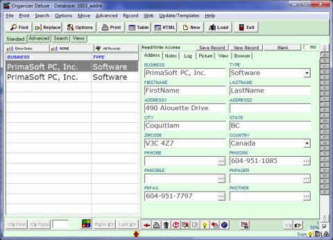 Address, Contact software solution template