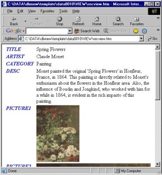 art antiques software html report