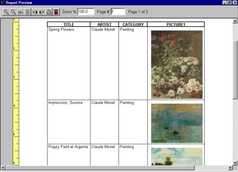 art antique software report graphics