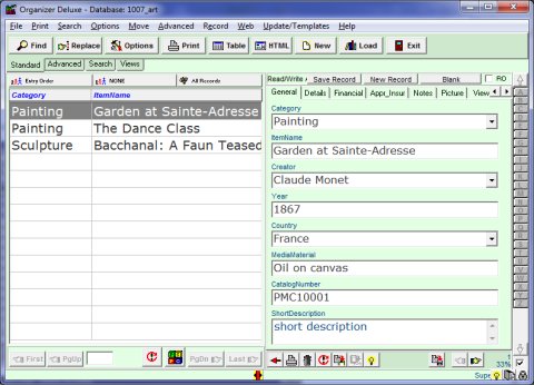 art software detailed database