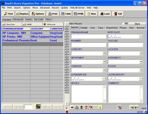 asset, entry form