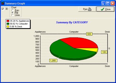 asset summary, pie form