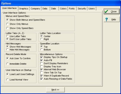 asset organizer, program options