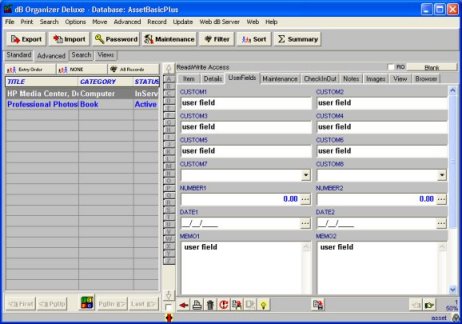 asset record, view and enter data, generate record commands