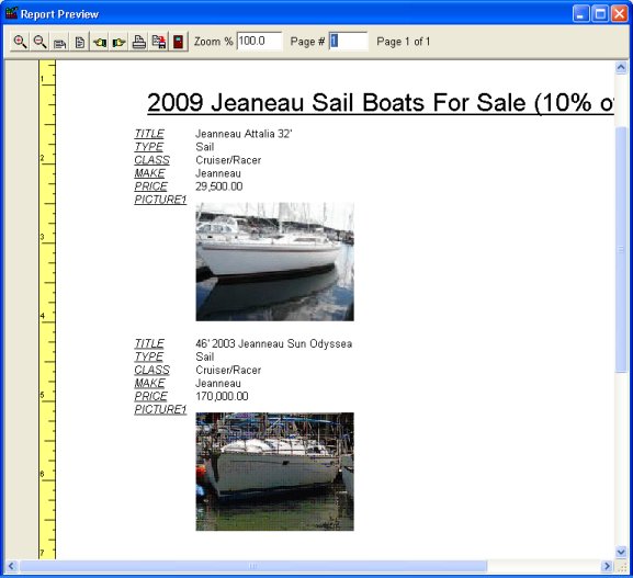 boat listing, detail report