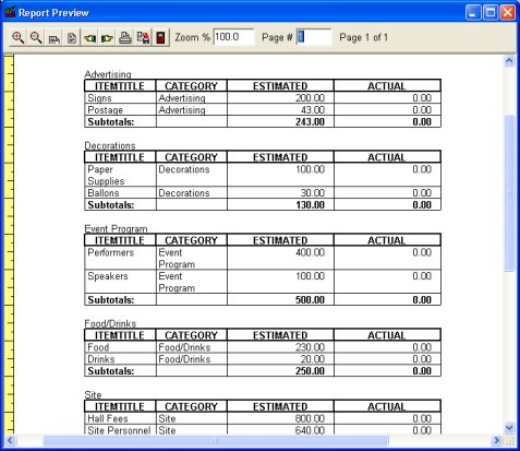 budget by category report