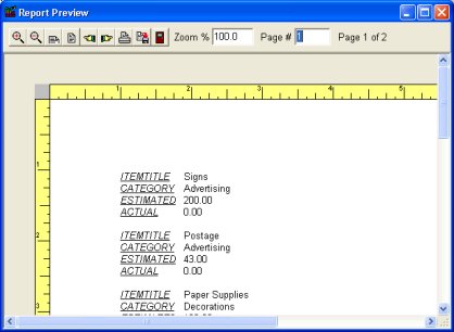 print simple budget reports