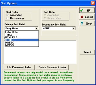 inventory database, sort items