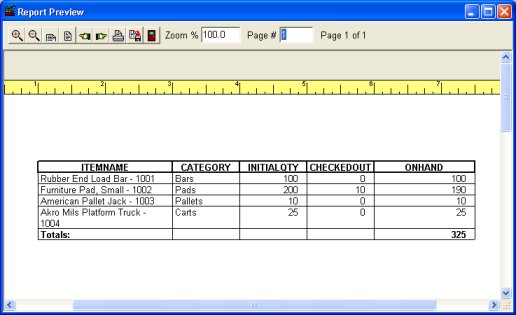 inventory table report