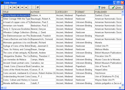 library software, table