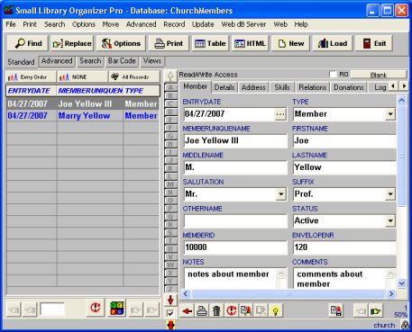 church, member data