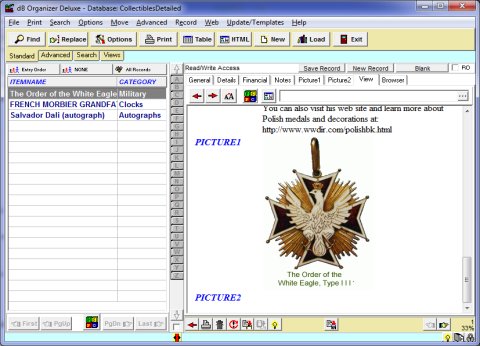Collectibles software browser viewer internal