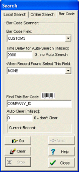 contact software, barcode search