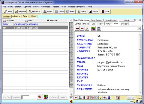 Database software browser viewer internal
