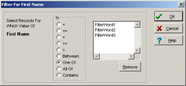 Database software filter define