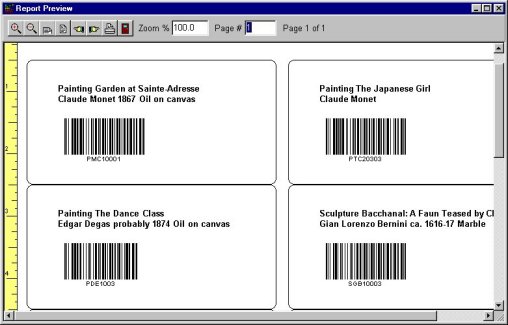 Database software label bar codes