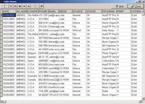 Database softwrae table viewer