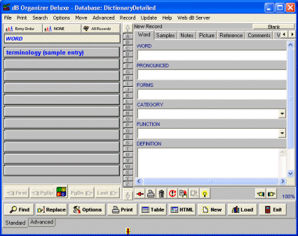 Dictionary software tour: enter, modify data