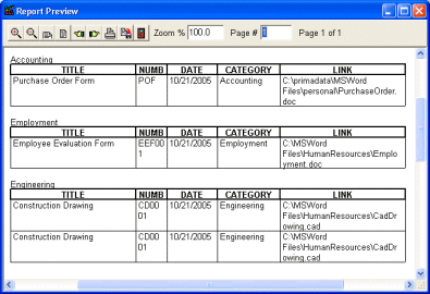 electronic document, report by category