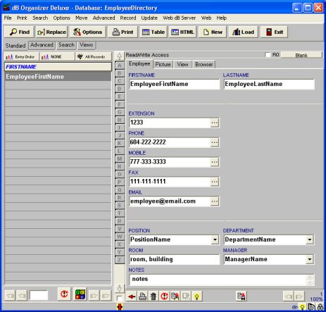 employee directory database template