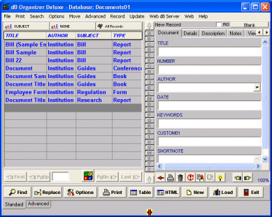 document manager, entry form