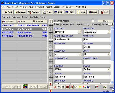 donor contributor database