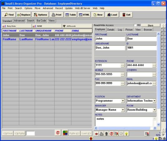 employee phone directory database