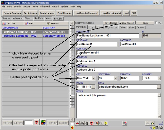 participants, attendees database