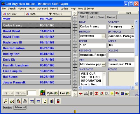 Golf software solution template