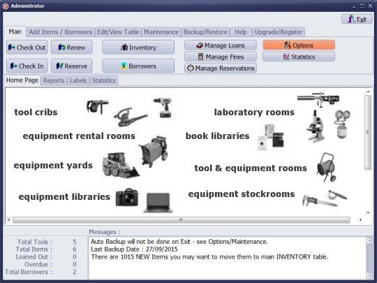 equipment tool inventory administrator