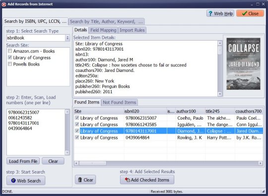 handy library catalog books automatically with isbn