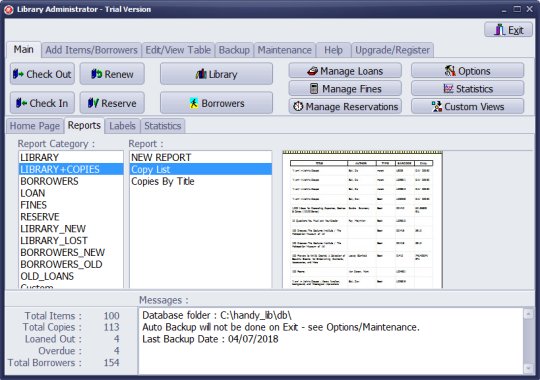 handy library reports